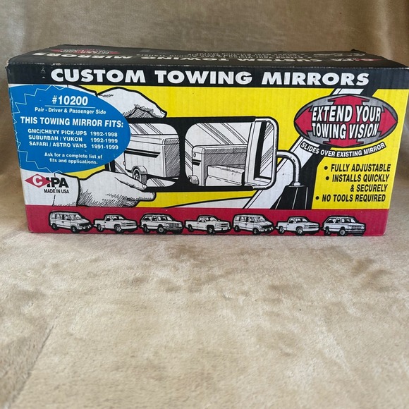Custom Towing Mirrors #10200 GMC Chevy Truck Suburban Yukon Safari Astro Vans - Picture 1 of 5